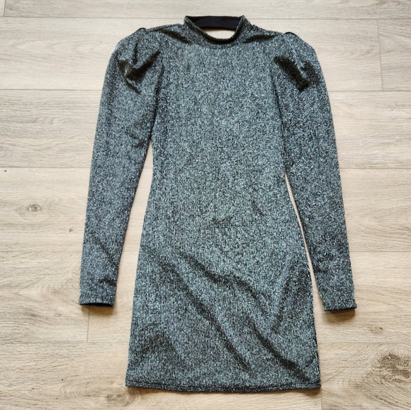 BCBGeneration Mock Neck Mini Dress Womens Xxs Black Long Sleeve Nwt - Picture 1 of 11